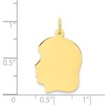 10K Plain Large .018 Gauge Facing Left Engravable Girl Head Charm - Image 2