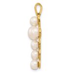 10K 4-6mm White Button Freshwater Cultured Pearl Cross Pendant - Image 2