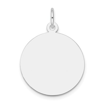 10K White Gold Plain .018 Gauge 19x19mm Circular Engravable Disc Charm
