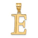 10K Polished Etched Letter E Initial Pendant
