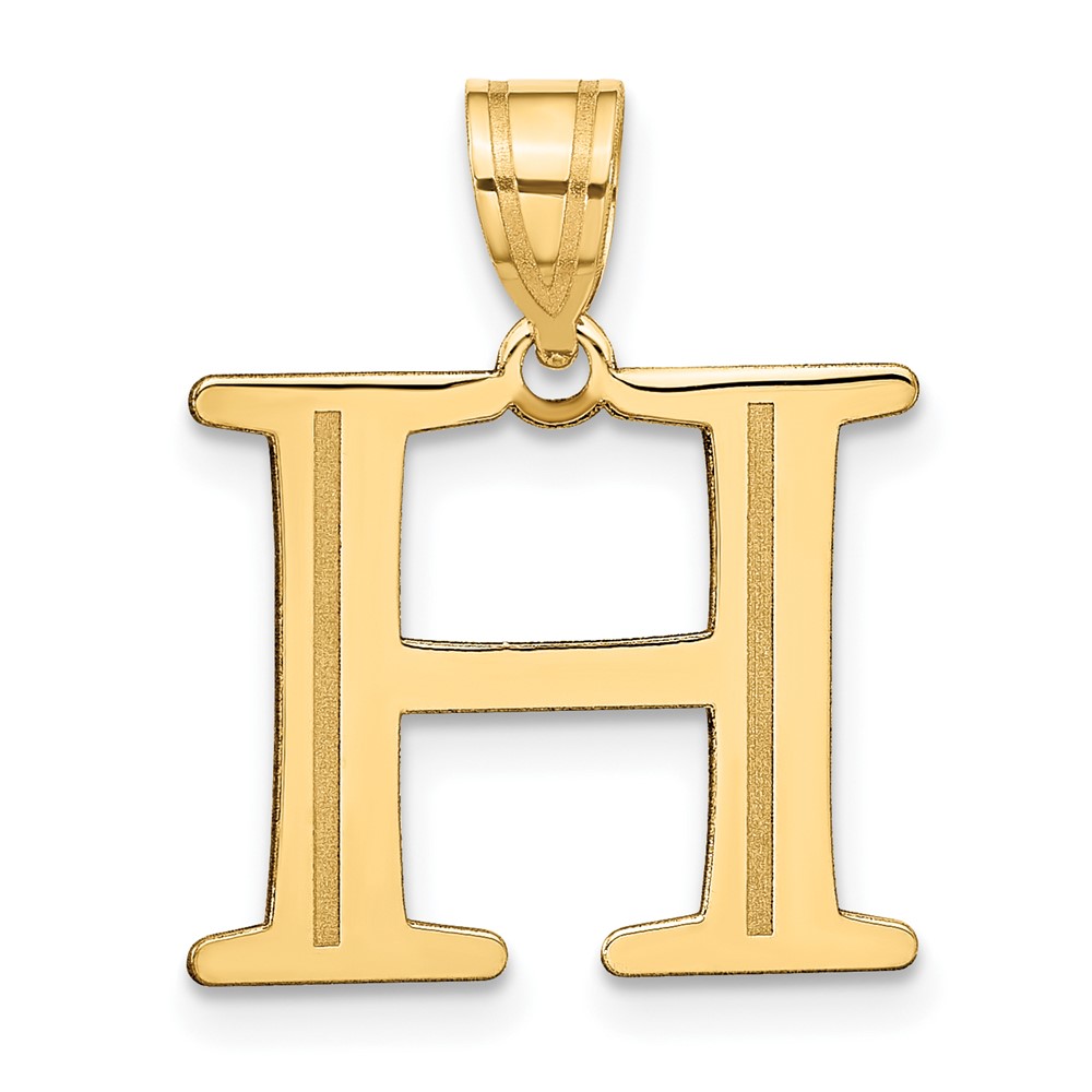 10YC1437H.jpg 10K Polished Etched Letter H Initial Pendant - Image 1