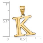 10K Polished Etched Letter K Initial Pendant - Image 4
