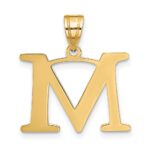 10K Polished Etched Letter M Initial Pendant - Image 3
