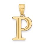 10K Polished Etched Letter P Initial Pendant