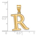 10K Polished Etched Letter R Initial Pendant - Image 4