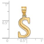 10K Polished Etched Letter S Initial Pendant - Image 4