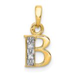 10K and Rhodium Diamond Initial B Pendant