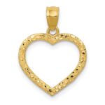 10K Polished & Textured Cut-out Heart Pendant