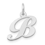 10k White Gold Small Fancy Script Initial B Charm