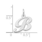 10k White Gold Small Fancy Script Initial B Charm - Image 2