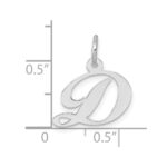 10k White Gold Small Fancy Script Initial D Charm - Image 2