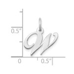 10k White Gold Small Fancy Script Initial W Charm - Image 2