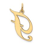 10k Large Fancy Script Letter F Initial Charm - Image 3