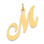 10k Large Fancy Script Letter M Initial Charm