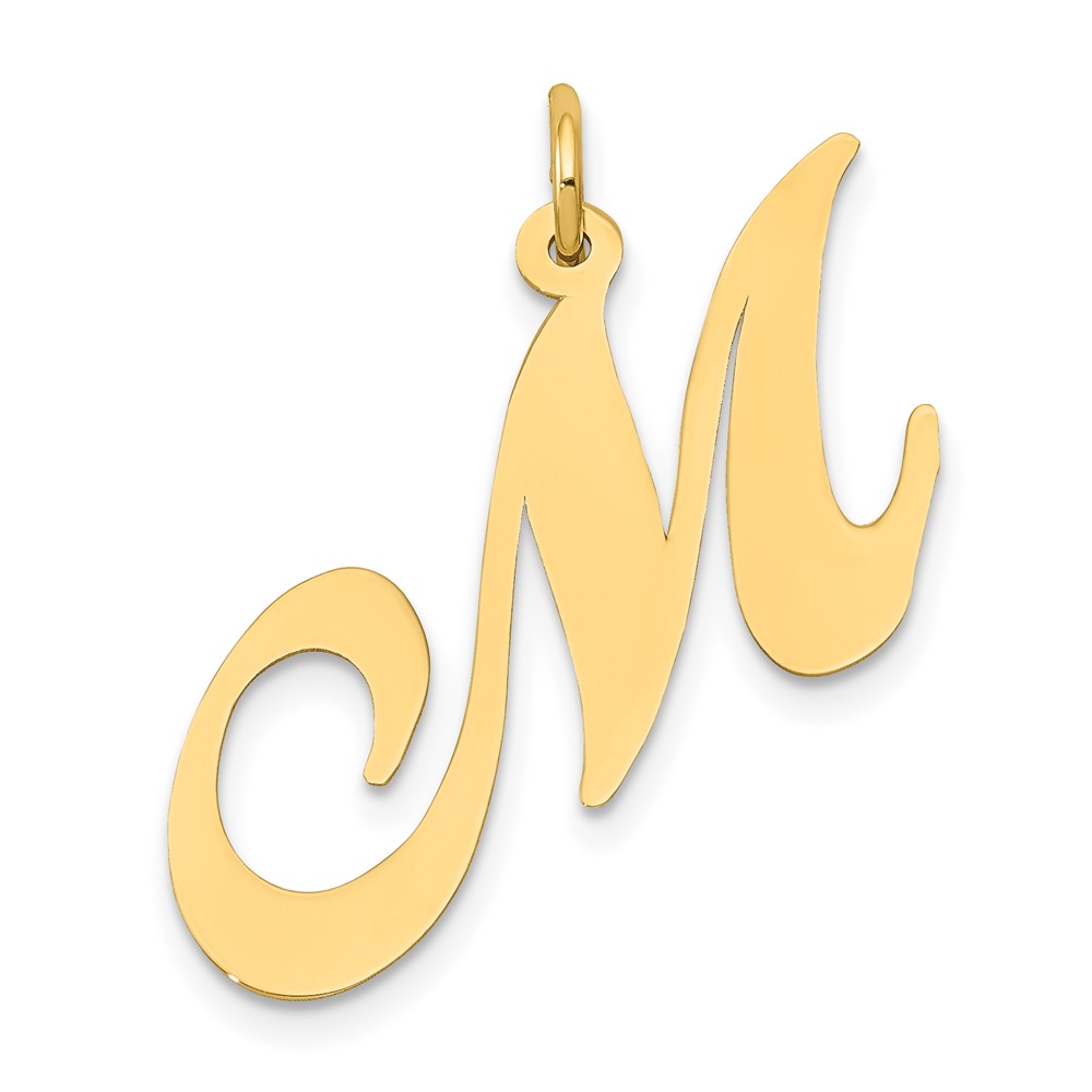 10YC654M.jpg 10k Large Fancy Script Letter M Initial Charm - Image 1