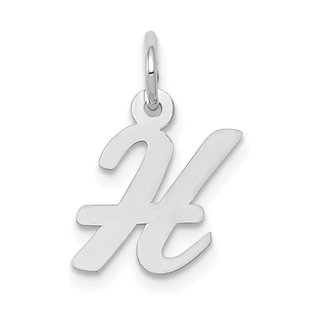 10YC659H.jpg 10k White Gold Small Script Initial H Charm - Image 1