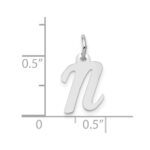 10k White Gold Small Script Initial N Charm - Image 2