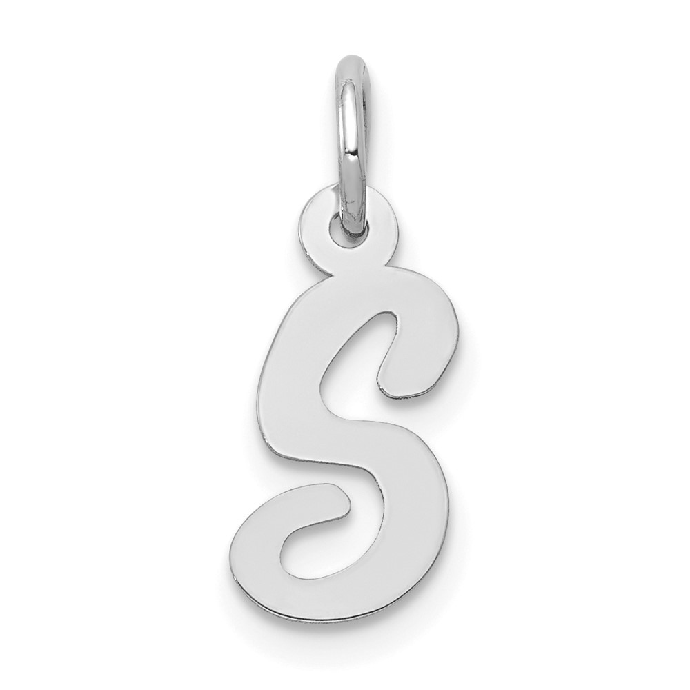 10YC659S.jpg 10k White Gold Small Script Initial S Charm - Image 1