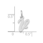 10k White Gold Small Script Initial V Charm - Image 2