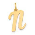 10K Medium Script Letter N Initial Charm