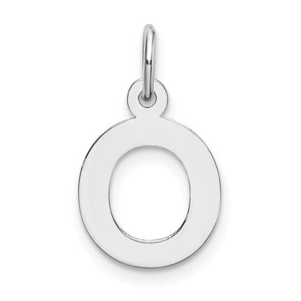 10k White Gold Small Block Initial O Charm