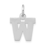 10k White Gold Small Block Initial W Charm