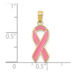 10k Pink Enameled Awareness Ribbon Pendant - Image 3