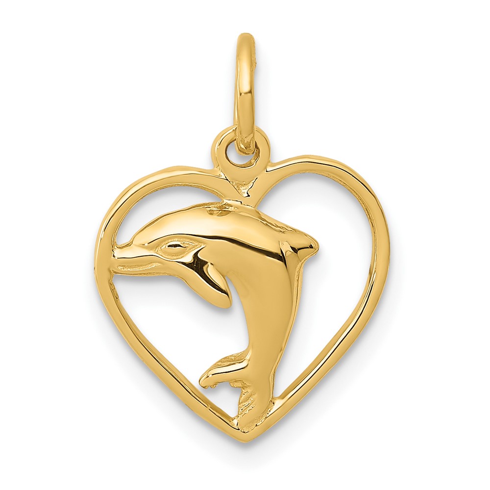 10ZC1181.jpg 10k Dolphin in Heart Charm - Image 1