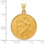 18k Polished and Satin Solid Large Saint Christopher Medal Round Pendant - Image 4