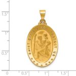 18k Polished and Satin Large Solid St. Christopher Medal Oval Pendant - Image 3