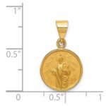 18K Polished and Satin Solid Saint Jude Thaddeus Medal Round Pendant - Image 3