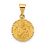 18k Polished and Satin Solid Our Lady of Perpetual Help Medal Round Pendant