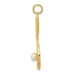 14K Tennis Racquet with Freshwater Cultured Pearl Ball Charm - Image 2