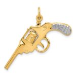 14k and White Rhodium Revolver with Moveable Cylinder Charm