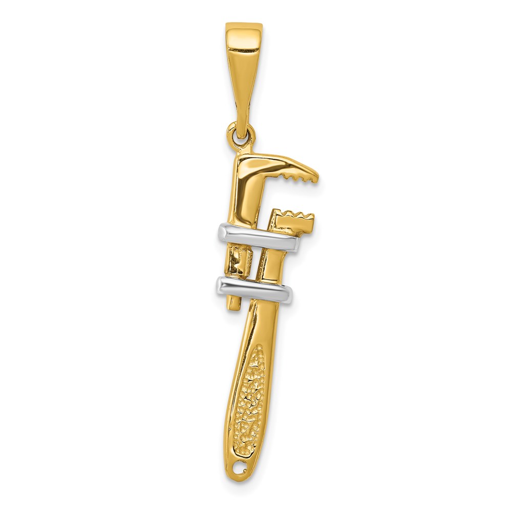 A2197.jpg 14K and White Rhodium 3-D Pipe Wrench Charm - Image 1