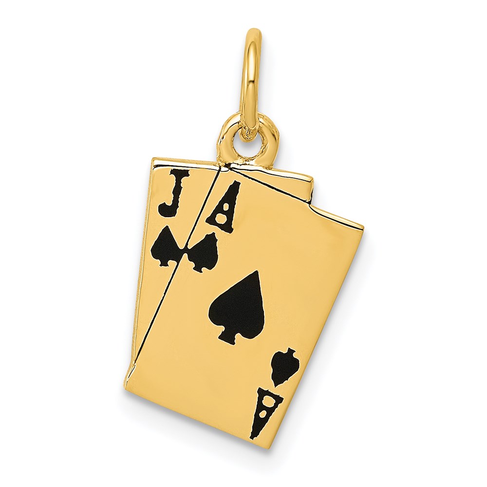 A4952.jpg 14k Enameled Blackjack Playing Cards Charm - Image 1