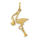 14k Solid 3-D Stork Charm