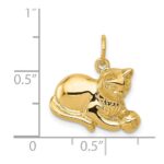 14k Solid Polished Open-Backed Cat with Ball Charm - Image 4