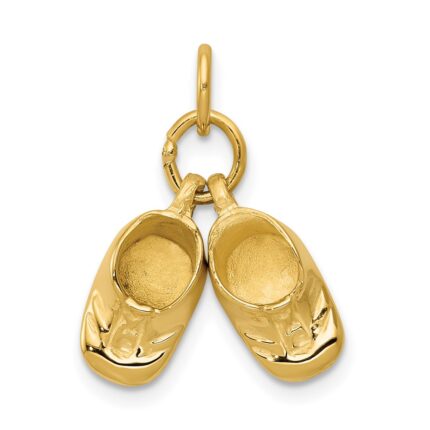 14k 3-D Moveable Polished Baby Shoes Charm