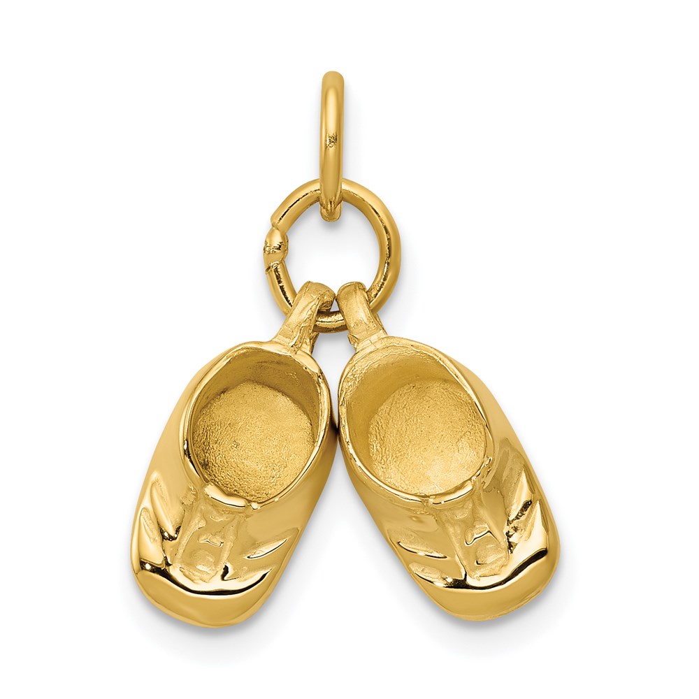 A9281.jpg 14k 3-D Moveable Polished Baby Shoes Charm - Image 1