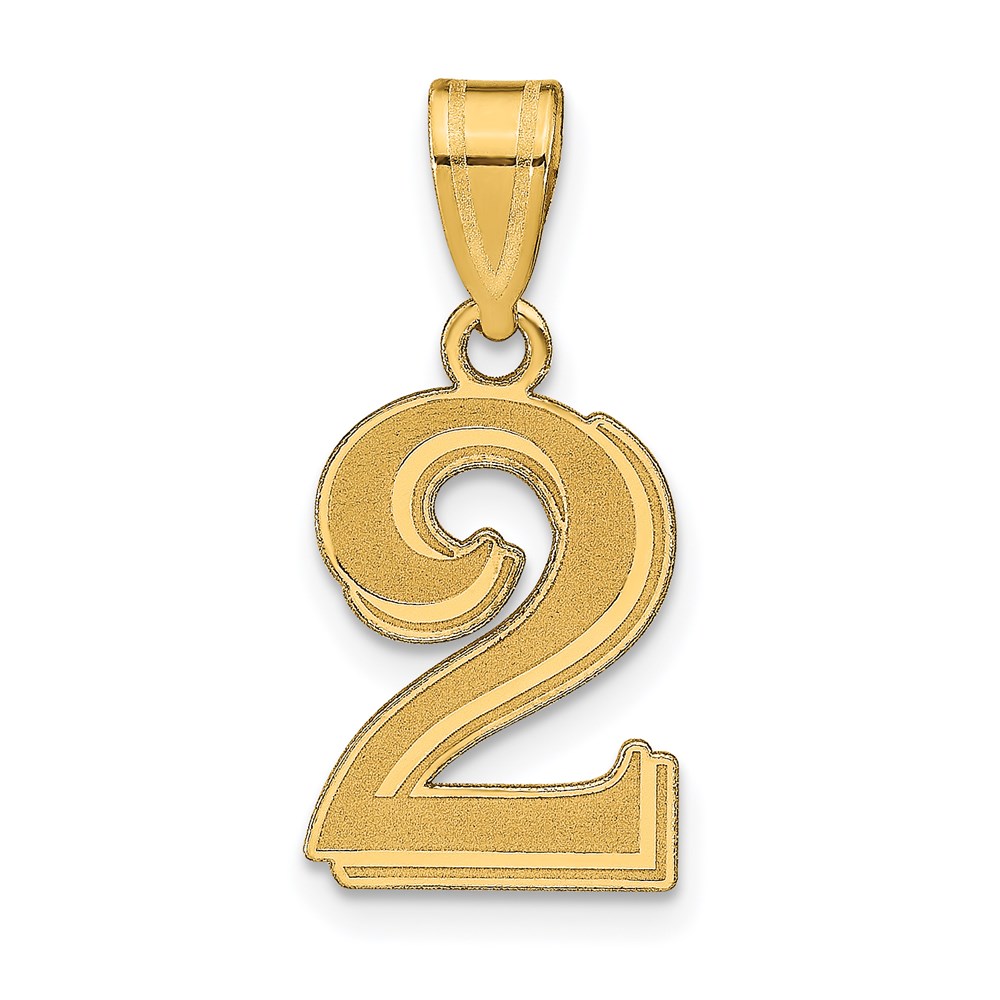 AEN02.jpg 14k Polished Etched Number 2 Pendant - Image 1