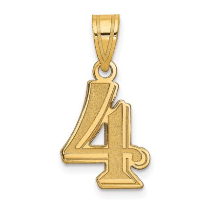 14k Polished Etched Number 4 Pendant