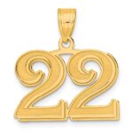 14k Polished Etched Number 22 Pendant