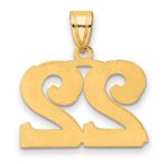14k Polished Etched Number 22 Pendant - Image 3