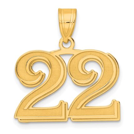 14k Polished Etched Number 22 Pendant