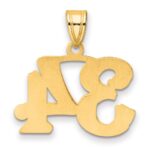 14k Polished Etched Number 34 Pendant - Image 3