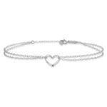 14k White Gold Double Strand Chain Twisted Heart Plus Extender - Total Anklet - Image 3