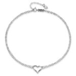 14k White Gold Double Strand Chain Twisted Heart Plus Extender - Total Anklet - Image 4