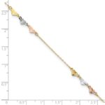 14K Tri-Color Diamond-cut Hearts Plus Extender - Total Anklet - Image 5