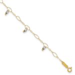 14K Two-Tone Mirror Bead Dangles Plus Extender - Total Anklet